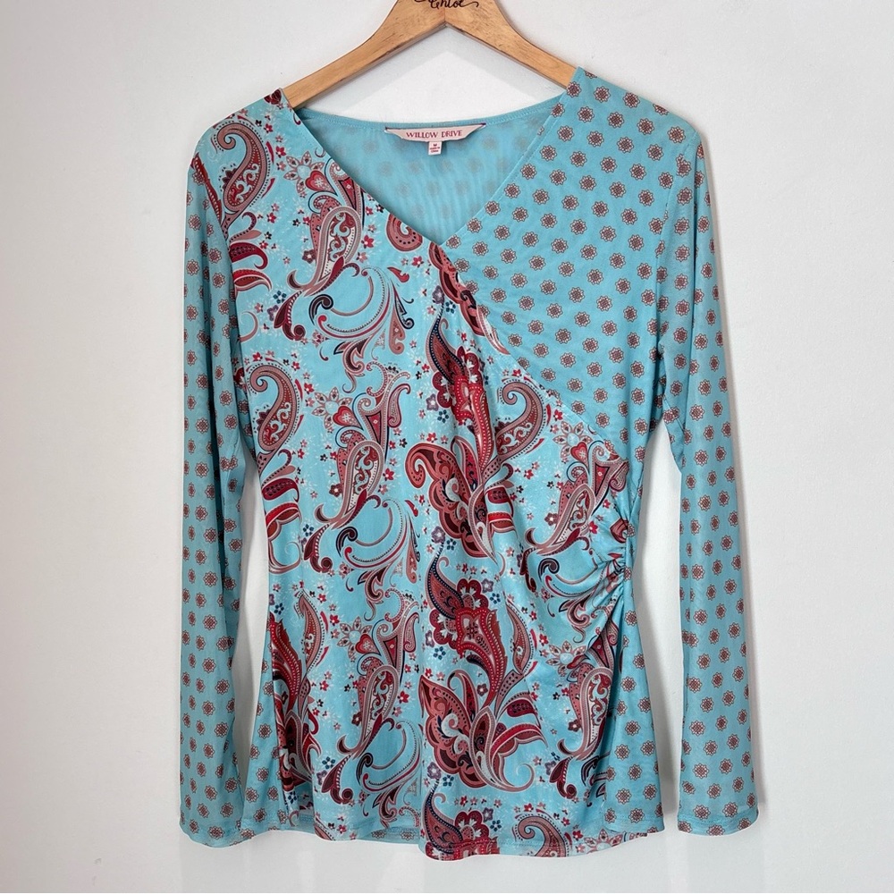 Women’s Y2K 90s Paisley Mesh Lined Whimsical Romantic Fairy Top Size Medium c126